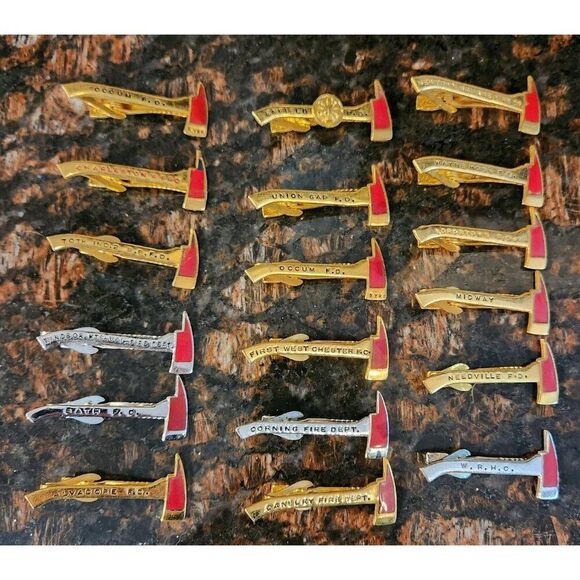 Other - Lot of 18 CT Town Vintage Fireman Axe Bar Hook Fast Tie Money Firefighter Clips